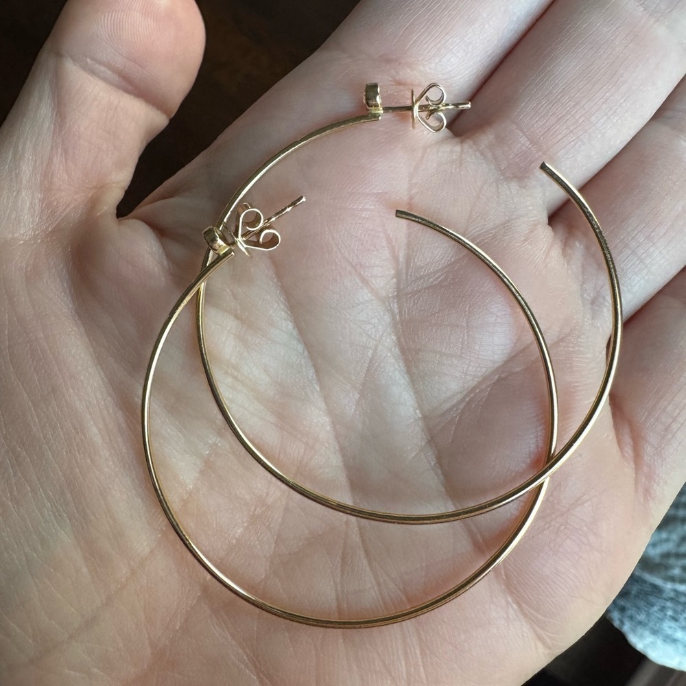 14k Gold and Diamond Hoops - Picture 6 of 13